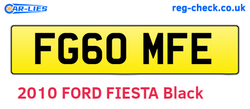 FG60MFE are the vehicle registration plates.