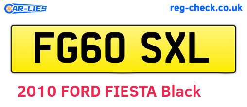 FG60SXL are the vehicle registration plates.