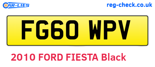 FG60WPV are the vehicle registration plates.