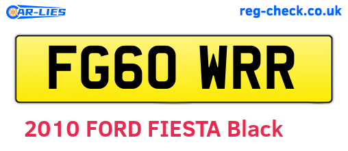 FG60WRR are the vehicle registration plates.