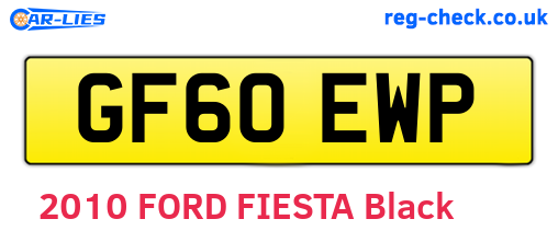 GF60EWP are the vehicle registration plates.