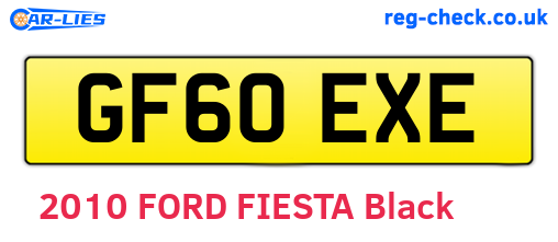 GF60EXE are the vehicle registration plates.