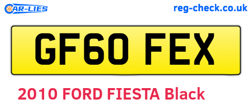 GF60FEX are the vehicle registration plates.