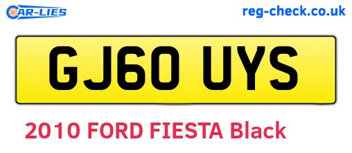 GJ60UYS are the vehicle registration plates.