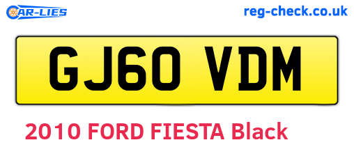 GJ60VDM are the vehicle registration plates.