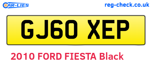 GJ60XEP are the vehicle registration plates.