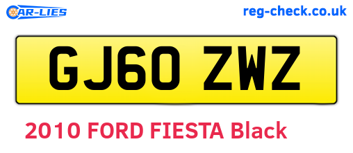 GJ60ZWZ are the vehicle registration plates.