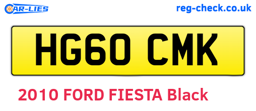 HG60CMK are the vehicle registration plates.