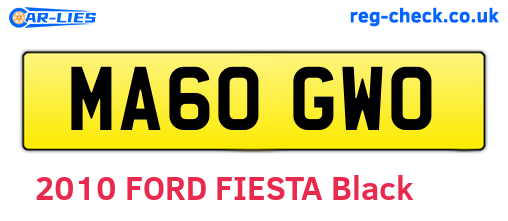 MA60GWO are the vehicle registration plates.