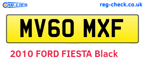 MV60MXF are the vehicle registration plates.