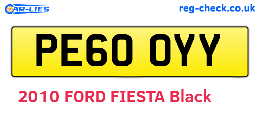 PE60OYY are the vehicle registration plates.