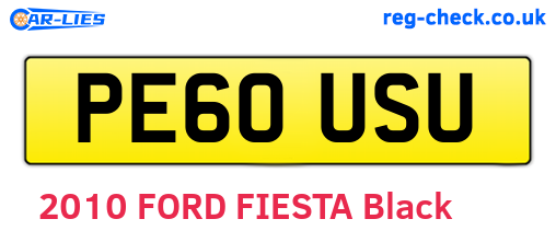 PE60USU are the vehicle registration plates.