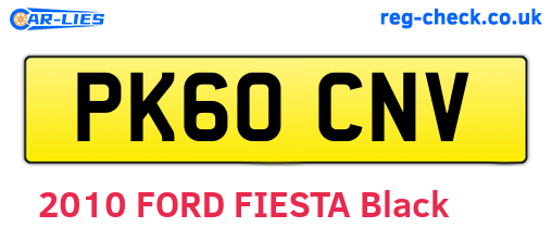 PK60CNV are the vehicle registration plates.