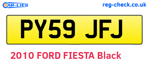 PY59JFJ are the vehicle registration plates.