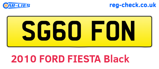 SG60FON are the vehicle registration plates.