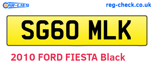 SG60MLK are the vehicle registration plates.