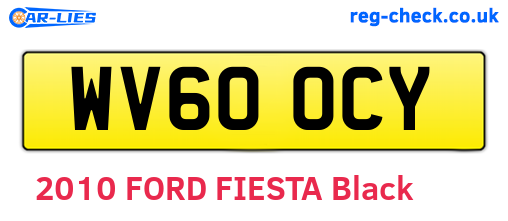 WV60OCY are the vehicle registration plates.