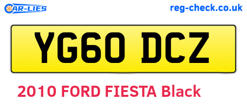 YG60DCZ are the vehicle registration plates.