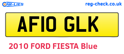 AF10GLK are the vehicle registration plates.