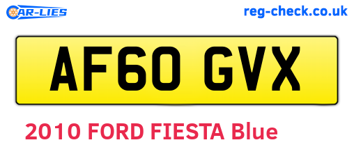 AF60GVX are the vehicle registration plates.