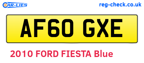 AF60GXE are the vehicle registration plates.