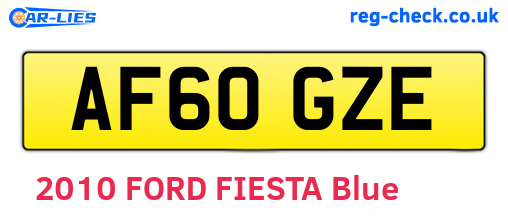 AF60GZE are the vehicle registration plates.