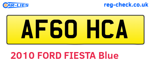 AF60HCA are the vehicle registration plates.