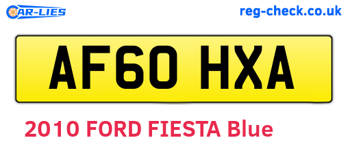 AF60HXA are the vehicle registration plates.
