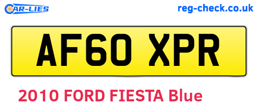 AF60XPR are the vehicle registration plates.