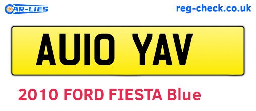 AU10YAV are the vehicle registration plates.