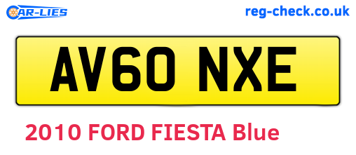 AV60NXE are the vehicle registration plates.