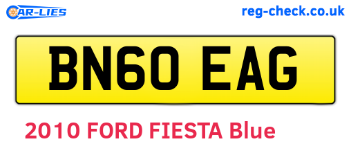 BN60EAG are the vehicle registration plates.