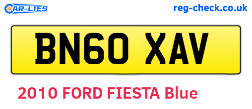 BN60XAV are the vehicle registration plates.