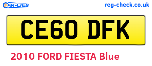 CE60DFK are the vehicle registration plates.