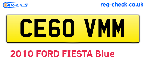CE60VMM are the vehicle registration plates.