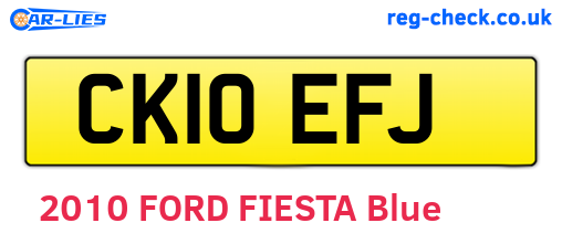 CK10EFJ are the vehicle registration plates.