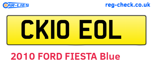 CK10EOL are the vehicle registration plates.