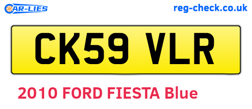 CK59VLR are the vehicle registration plates.