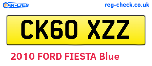 CK60XZZ are the vehicle registration plates.