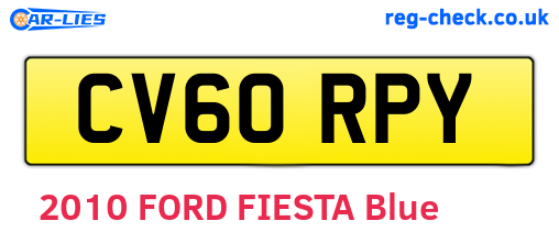 CV60RPY are the vehicle registration plates.