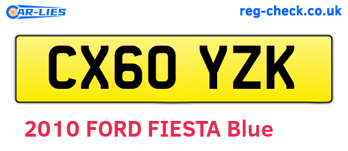 CX60YZK are the vehicle registration plates.