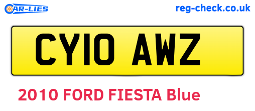 CY10AWZ are the vehicle registration plates.