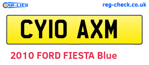 CY10AXM are the vehicle registration plates.