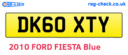 DK60XTY are the vehicle registration plates.