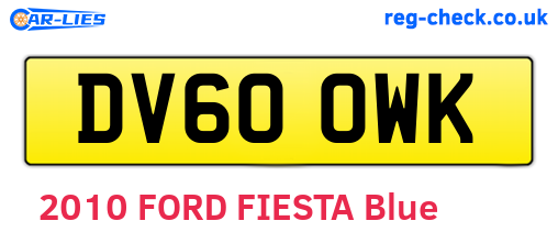 DV60OWK are the vehicle registration plates.