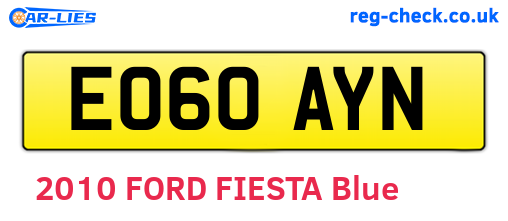 EO60AYN are the vehicle registration plates.