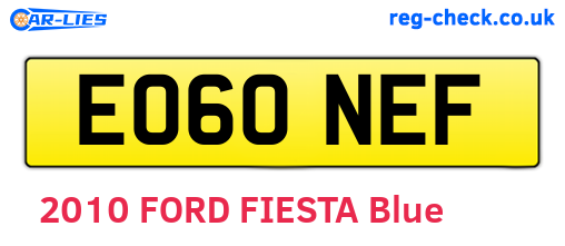 EO60NEF are the vehicle registration plates.