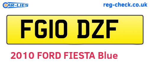 FG10DZF are the vehicle registration plates.