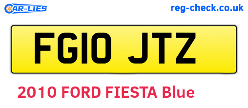 FG10JTZ are the vehicle registration plates.
