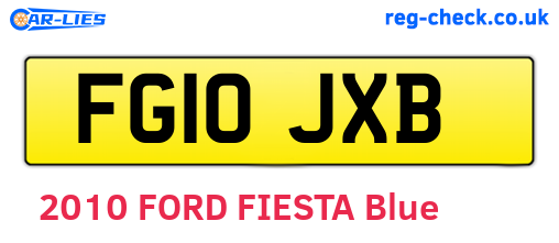 FG10JXB are the vehicle registration plates.